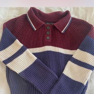 Kendall & Kylie Maroon and Navy Striped Sweater